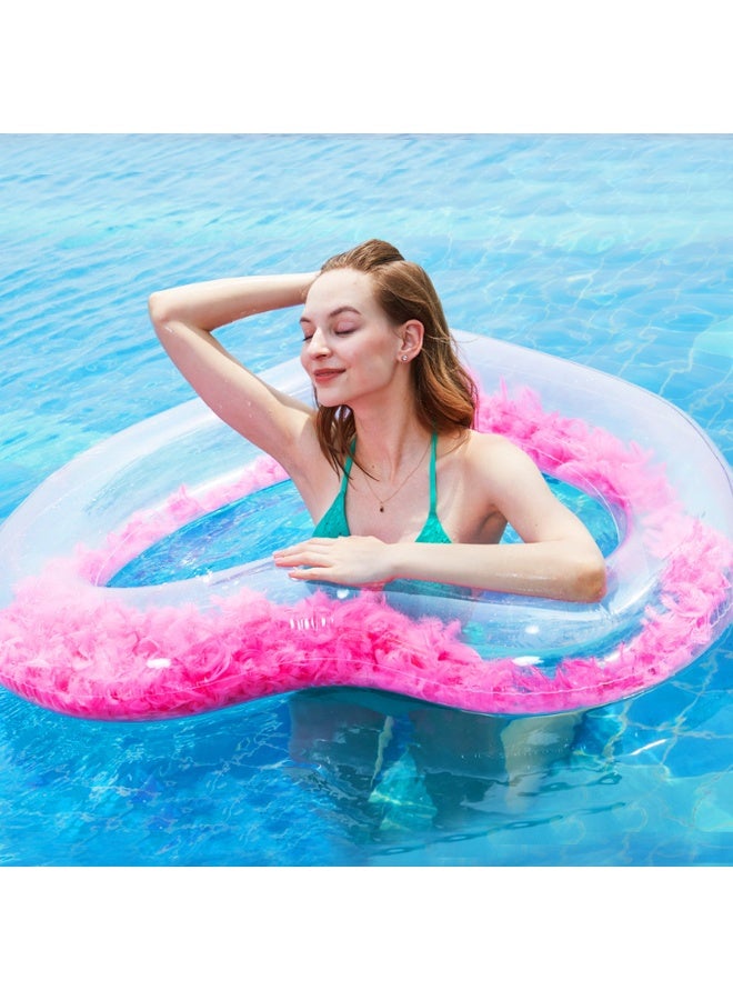 TAPIT Floating Objects In The Pool Feathers Inside Heart Pool Floats Transparent Inflatable Swimming Circle Water Float Buoy Swim Ring - Image 2